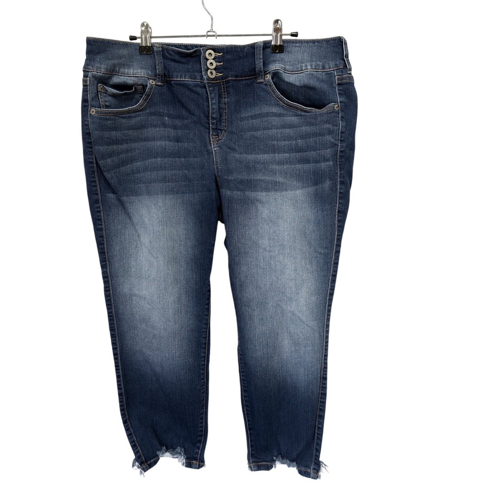 Nanette Lepore Slim Boyfriend Jeans Womens 12 Blue Frayed Hem Stretch